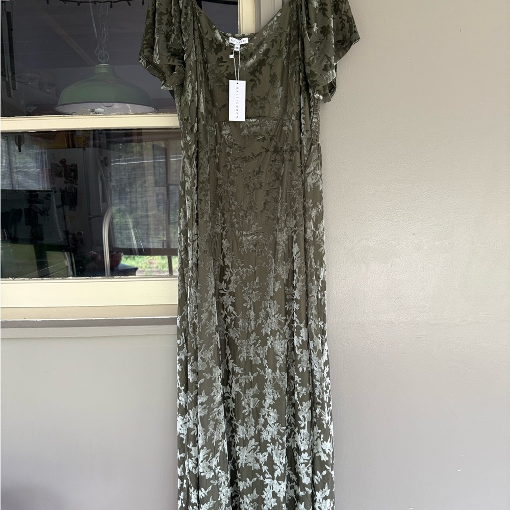 Baltic Born Olive Floral Velvet Dress